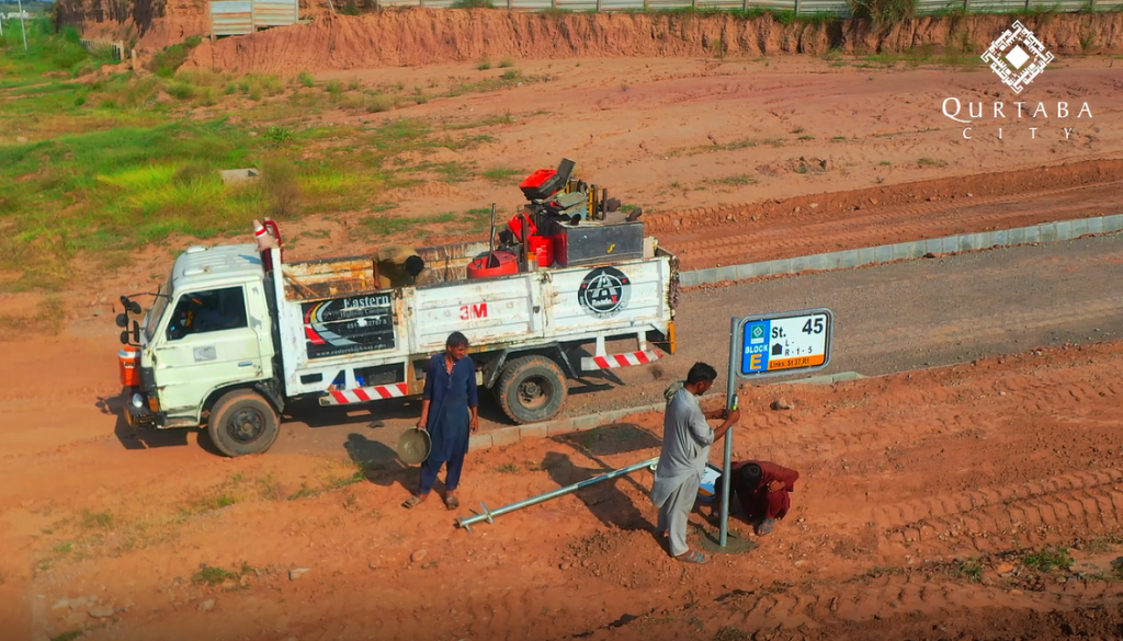 QurtabaCityBlockF Street Boards Fixing