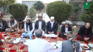 Community members enjoying a beautifully arranged Iftar dinner at Qurtaba City during Ramadan